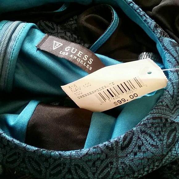 NWT Guess Teal Green & Black Lace Dress - Picture 4 of 4